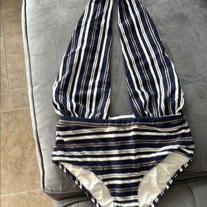 Striped Halter One-Piece Swimsuit